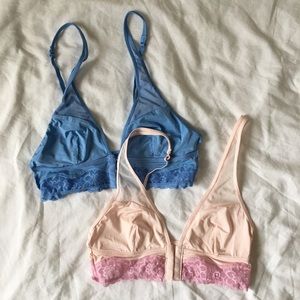 Two Aerie Silky Bralettes